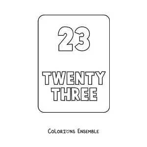 Image à colorier du nombre 23 en anglais