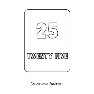 Image à colorier du nombre 25 en anglais
