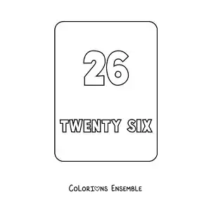 Image à colorier du nombre 26 en anglais