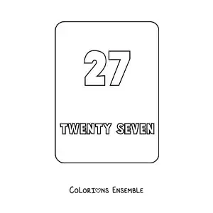 Image à colorier du nombre 27 en anglais
