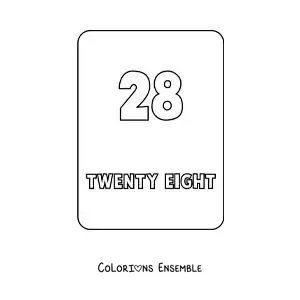 Image à colorier du nombre 28 en anglais