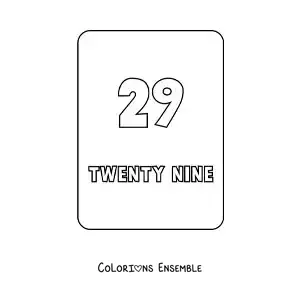 Image à colorier du nombre 29 en anglais