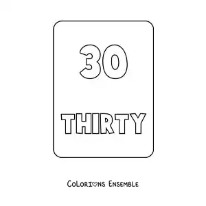 Image à colorier du nombre 30 en anglais