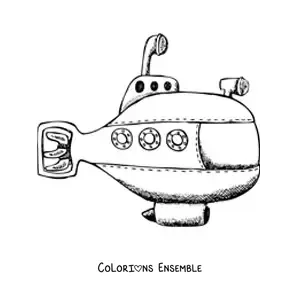 Image à colorier d'un sous-marin espion avec périscope
