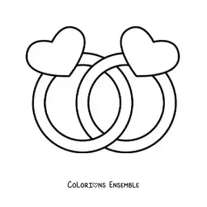 Image à colorier d’alliances de mariage entrelacées