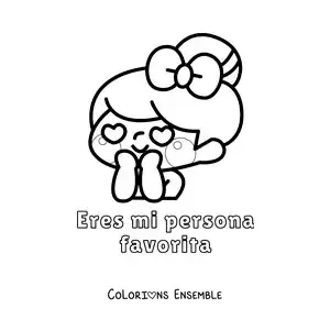 Dessin à colorier d’un garçon amoureux avec la phrase « Tu es ma personne préférée »