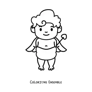 Dessin à colorier d’un bébé Cupidon