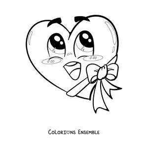 Dessin à colorier d’un grand joli cœur de dessin animé