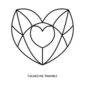 Dessin à colorier d’un grand cœur en vitrail