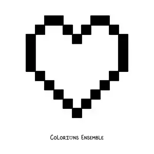 Dessin à colorier d’un cœur pixélisé