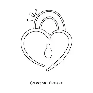 Dessin à colorier d’un cadenas simple en forme de cœur