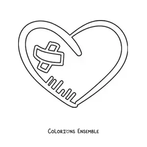 Dessin à colorier d’un cœur blessé