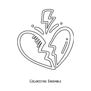 Dessin à colorier d’un cœur brisé tout simple