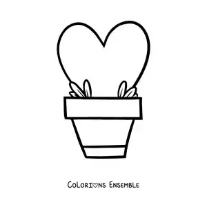 Dessin à colorier d’une plante en forme de cœur