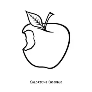 Image à colorier d’une pomme croquée