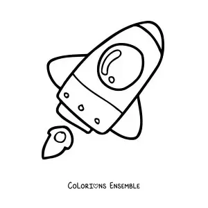 Image à colorier d'une fusée spatiale qui vole inclinée vers la droite