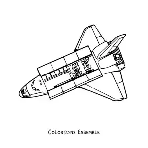 Image à colorier d'une fusée réaliste vue de l'intérieur