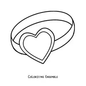 Image à colorier d'une bague en forme de coeur