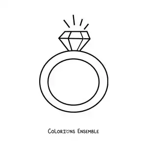 Image à colorier d'une bague en diamant toute simple