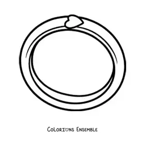 Image à colorier d'une bague ornée d'une pierre en forme de coeur