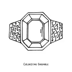 Image à colorier d'une bague ornée d'une pierre précieuse