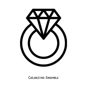Image à colorier d'une bague en diamant facile