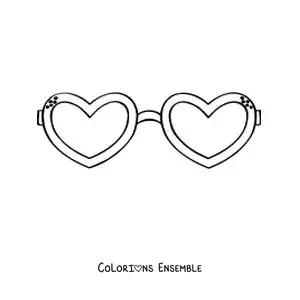 Image à colorier de lunettes en forme de coeur
