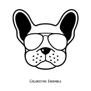 Image à colorier d'un chien tout mignon portant des lunettes stylées