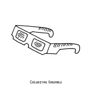 Image à colorier de lunettes 3D