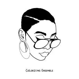 Image à colorier du visage d'une femme portant des lunettes à la mode