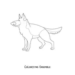 Image à colorier d’un berger allemand