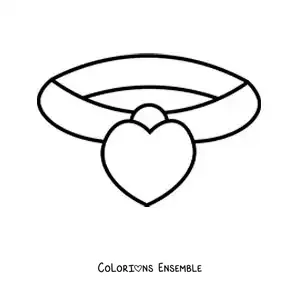 Image à colorier d'un collier en forme de coeur