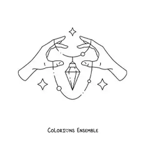 Image à colorier de mains tenant un collier