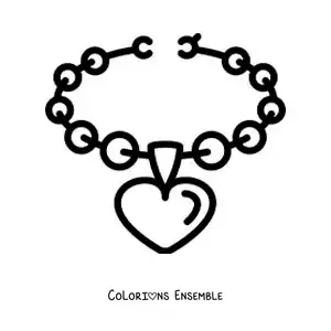 Image à colorier d'un collier en forme de coeur pour filles