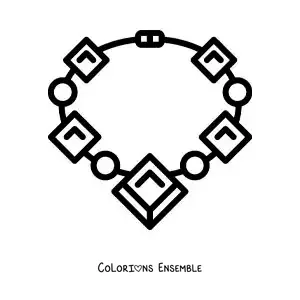 Image à colorier d'un collier orné de pierres précieuses