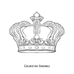 Image à colorier d'une couronne réaliste de roi