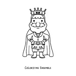 Image à colorier d'un roi tout mignon avec sa couronne