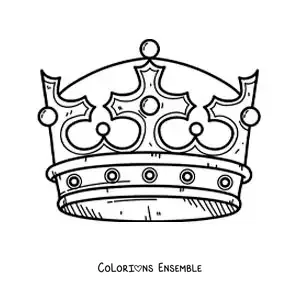 Image à colorier d'une grande couronne de roi