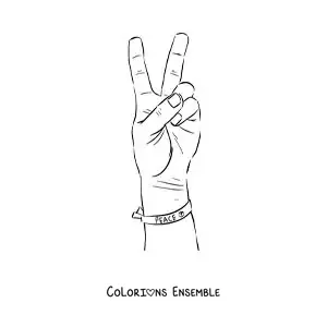 Image à colorier d'une main portant un bracelet