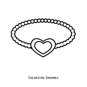 Image à colorier d'un bracelet en forme de coeur pour amies