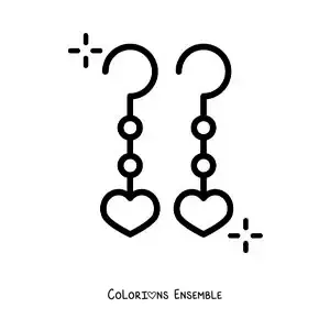 Image à colorier de boucles d'oreilles en forme de coeur