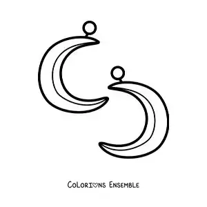 Image à colorier de boucles d'oreilles en forme de lune