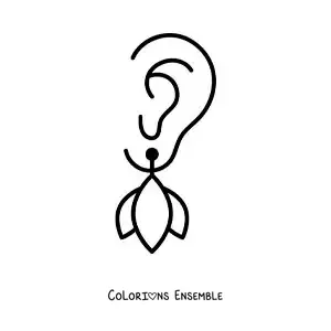 Image à colorier d'une oreille avec une boucle d'oreille