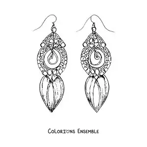 Image à colorier de boucles d'oreilles artisanales