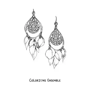 Image à colorier de boucles d'oreilles faites main