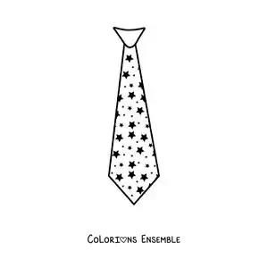 Image à colorier d'une cravate à motif d'étoiles