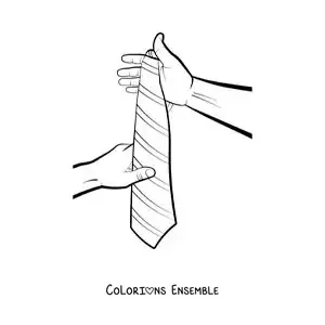 Image à colorier de deux mains tenant une cravate