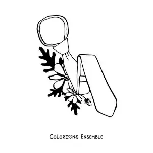 Image à colorier d'une cravate et de fleurs