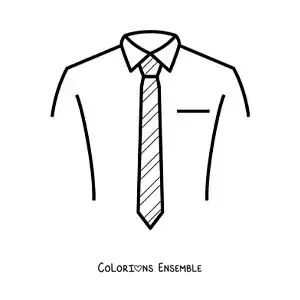 Image à colorier d'une chemise et d'une cravate à rayures