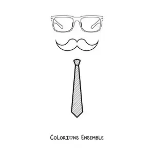 Image à colorier d'une cravate et d'une moustache